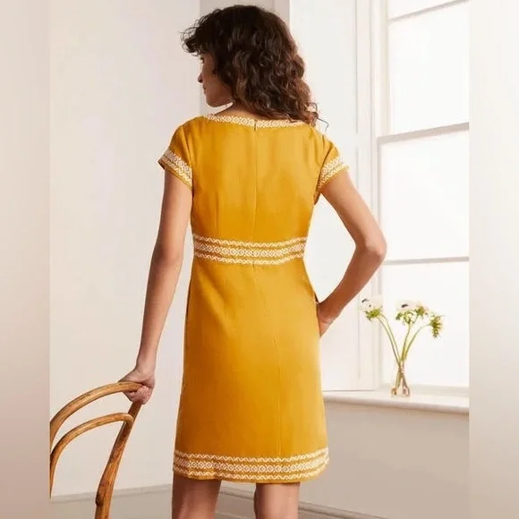 Boden - Laura Linen Embroidered Dress Sz 6L - Picture 5 of 13